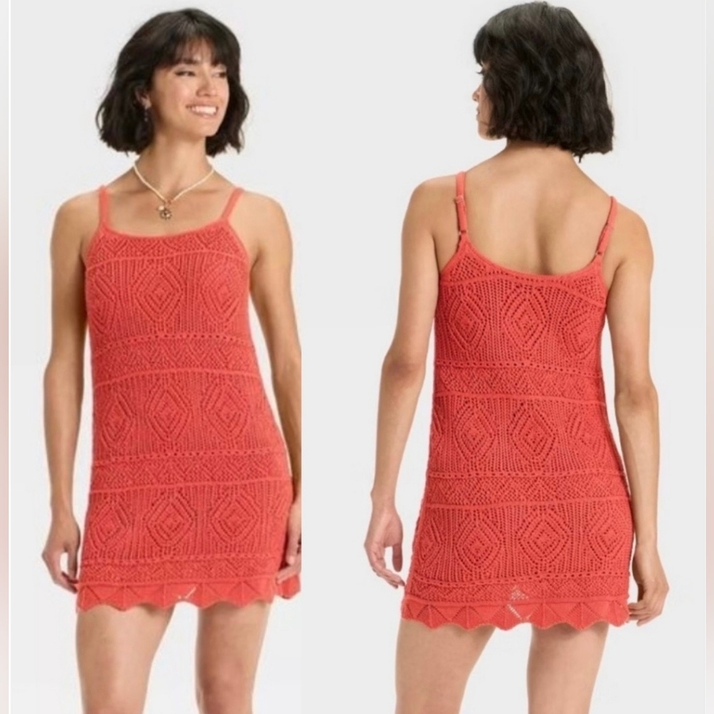 NWT... A New Day Women's Crochet Mini Shift Dress in Rust Womens Size XL.